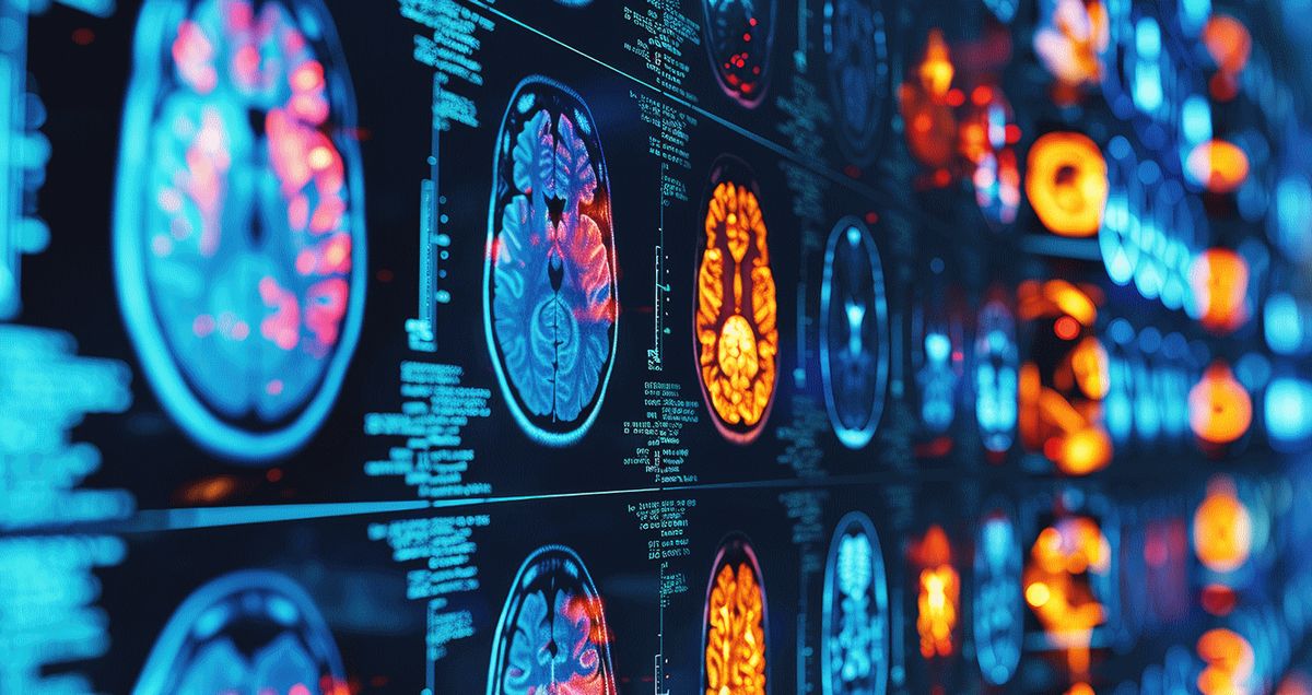 Large dashboard display with detailed images of medical scans